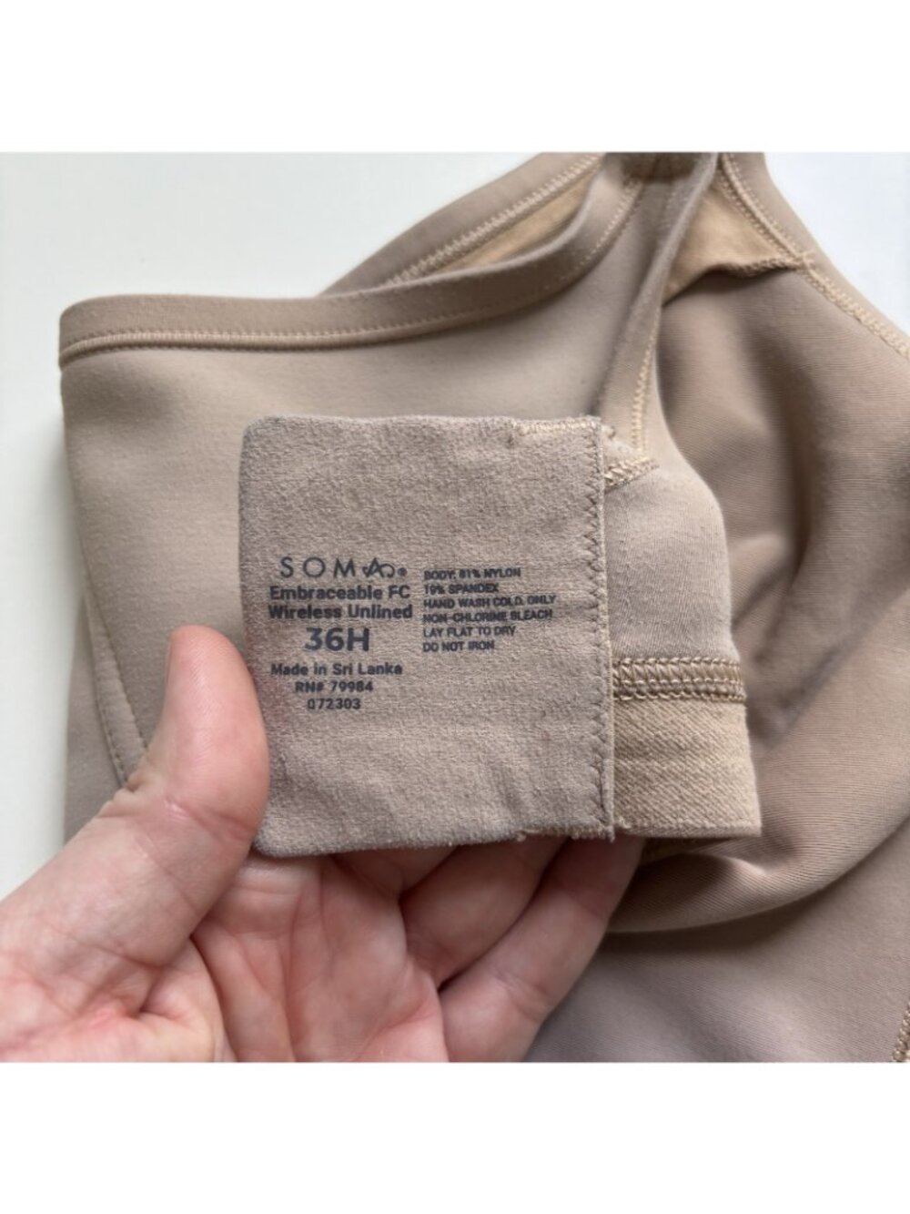 Soma Embraceable Full Coverage Wireless Bra 36H Warm Amber Tan 570148820 - Picture 4 of 5